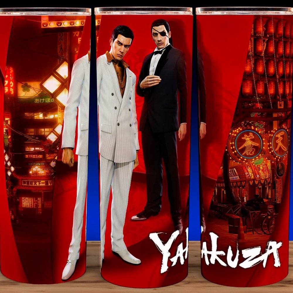 Yakuza Kazuma Kiryu and Goro Gaming Cup Mug Tumbler 20oz